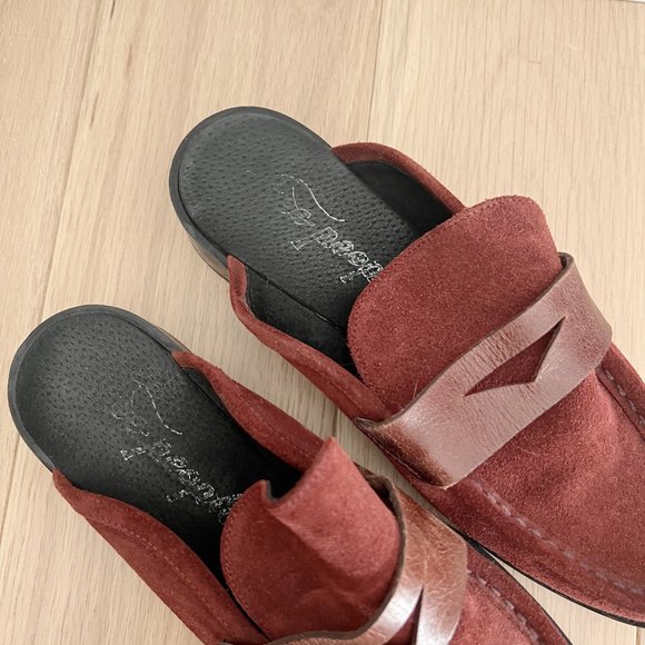 Free People Payton Penny Loafer Suede Maroon Size 8 - Picture 7 of 13
